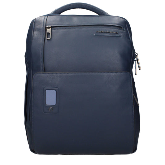 Piquadro Blaue Lederrucksäcke
