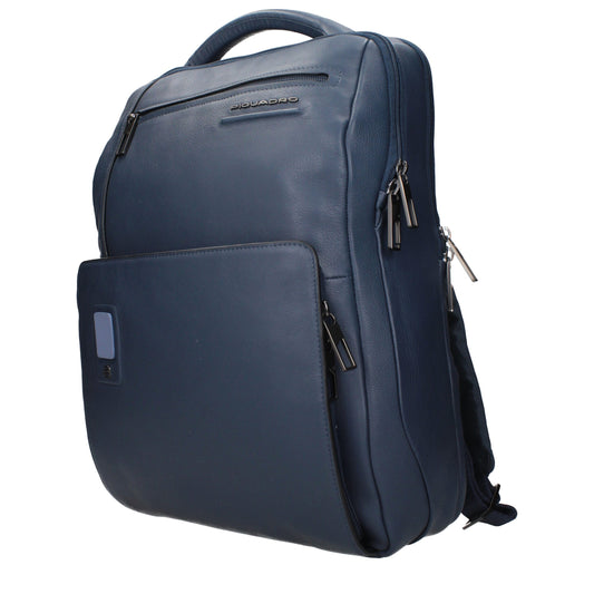 Piquadro Blaue Lederrucksäcke