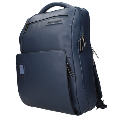 Piquadro Blaue Lederrucksäcke