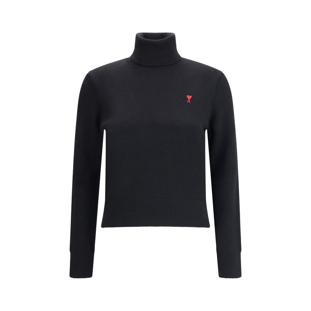 Ami Paris Schwarzer Rollkragenpullover aus Merinowolle