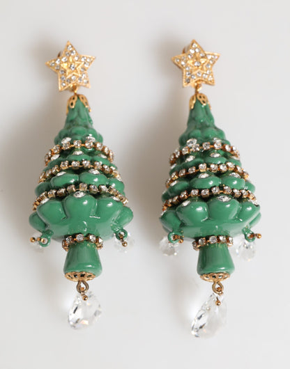 Dolce &amp; Gabbana Ohrringe aus goldenem Messing mit mehrfarbigem Weihnachtsbaum