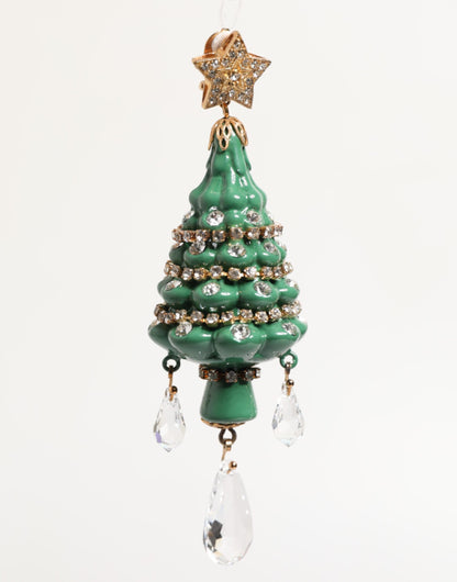 Dolce &amp; Gabbana Ohrringe aus goldenem Messing mit mehrfarbigem Weihnachtsbaum