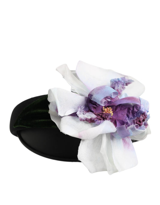 Dolce &amp; Gabbana – Haarreif mit Blumenapplikation in Schwarz, Grün, Lila und Weiß