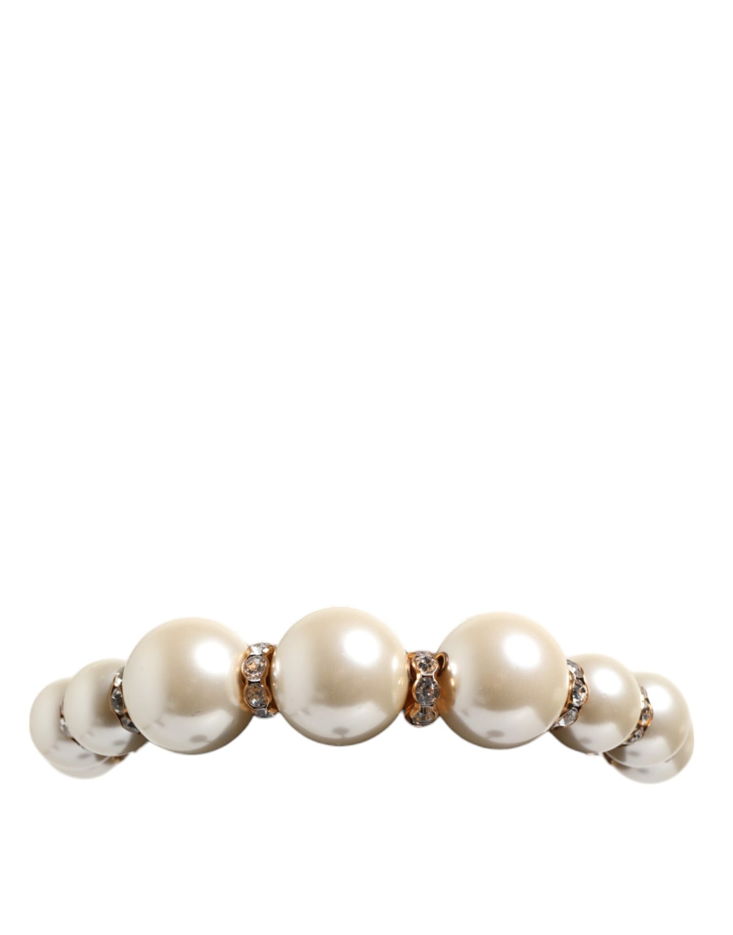Dolce & Gabbana Gold Pearl Crystal Embellished Tiara Hair Accessory Headband