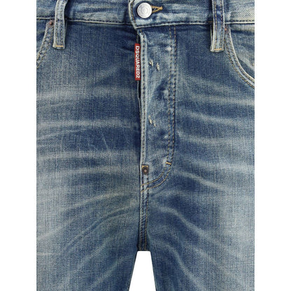Dsquared² Jeans aus blauem Baumwollstoff in schmaler Passform