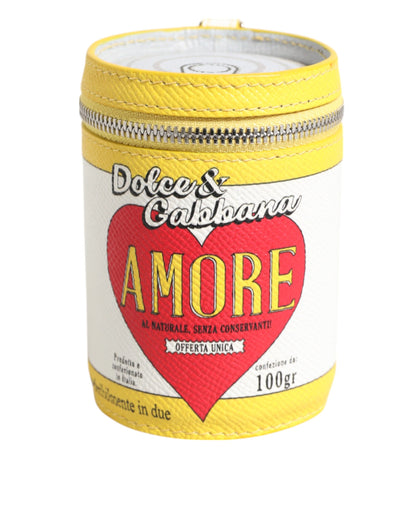 Dolce &amp; Gabbana Amore Leder Gelb Taschenanhänger Münzetui Schlüsselanhänger