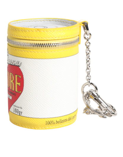 Dolce &amp; Gabbana Amore Leder Gelb Taschenanhänger Münzetui Schlüsselanhänger