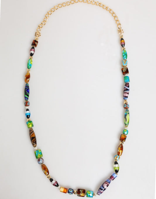 Dolce &amp; Gabbana Halskette mit Perlen aus Muranoglas in Mehrfarbig Messing Damen Schmuck