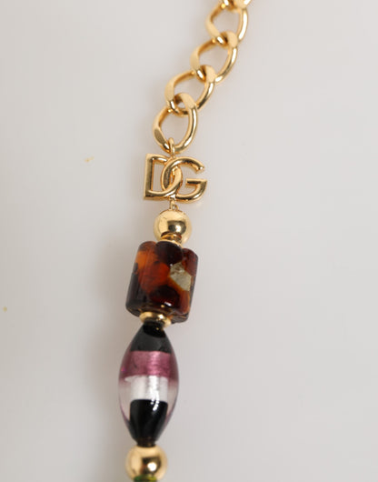 Dolce &amp; Gabbana Halskette mit Perlen aus Muranoglas in Mehrfarbig Messing Damen Schmuck