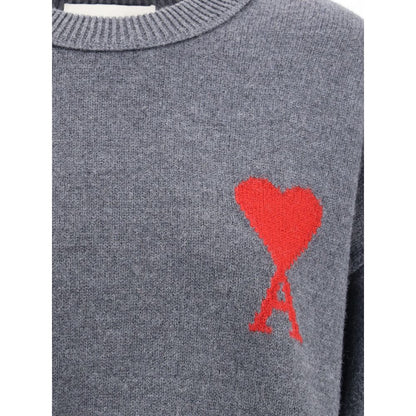 Ami Paris Gray Fleece Wool Sweatshirt