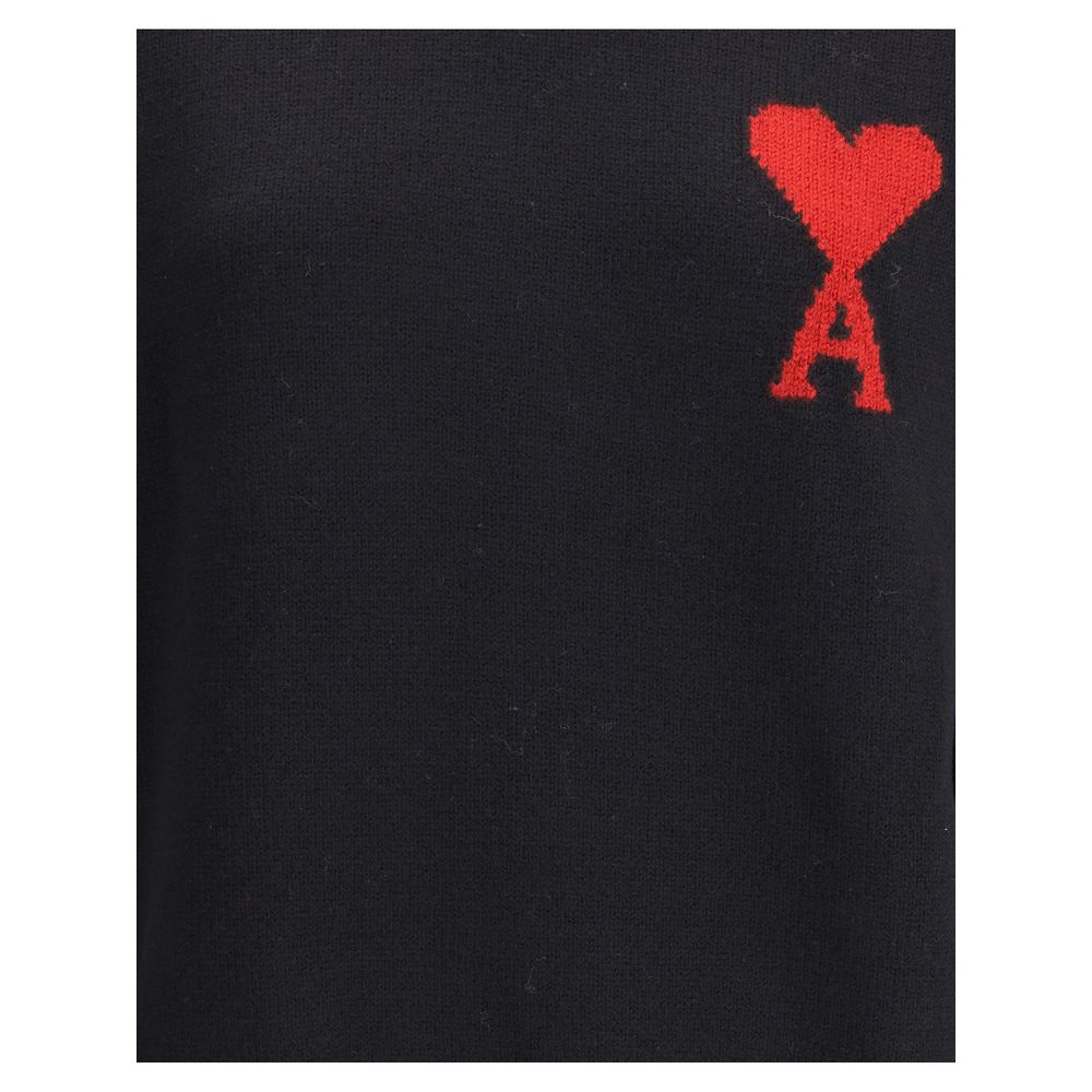 Ami Paris Black Fleece Wool Turtleneck