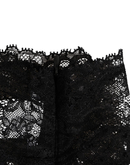 Dolce &amp; Gabbana – Schwarzes Bandeau-Bustier-Oberteil aus Spitze, transparente Stretch-Unterwäsche