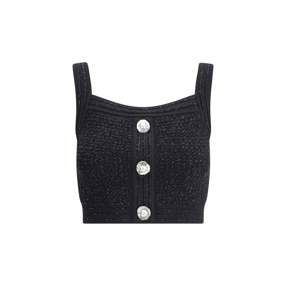 Schwarzes Polyamid-Top von Balmain