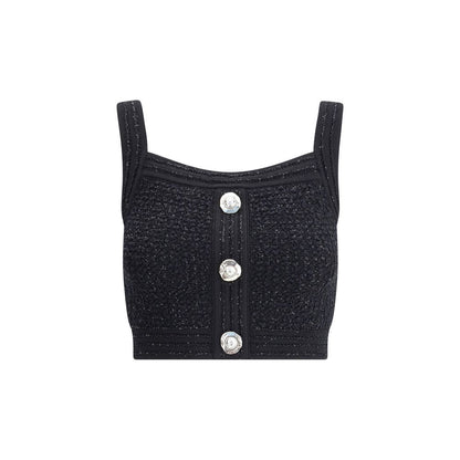 Schwarzes Polyamid-Top von Balmain
