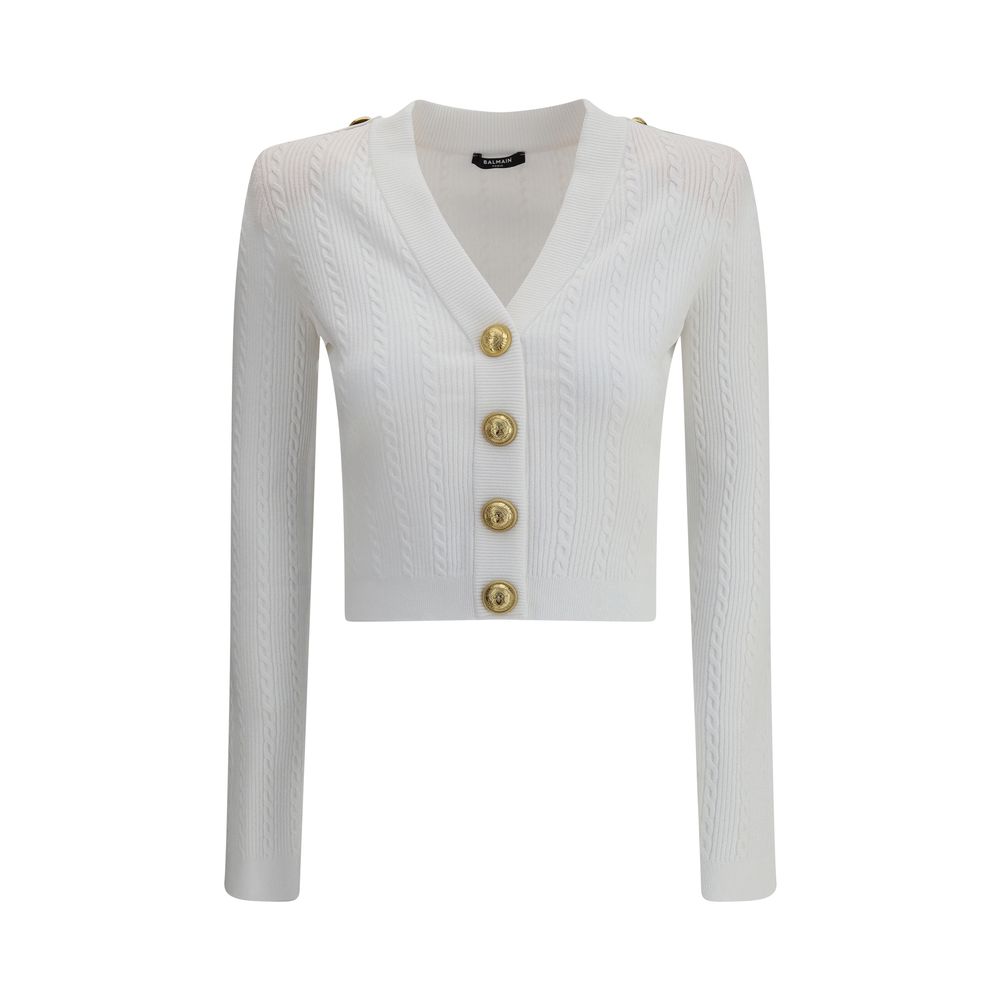 Balmain Weiße Viskose-Strickjacke
