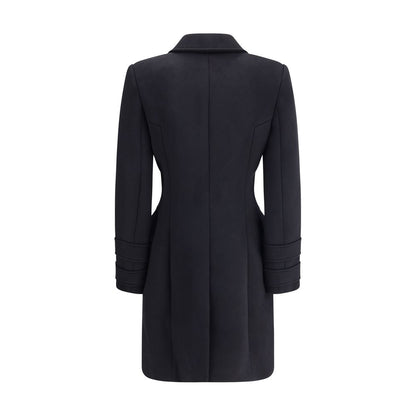 Balmain Black Fleece Wool Coat