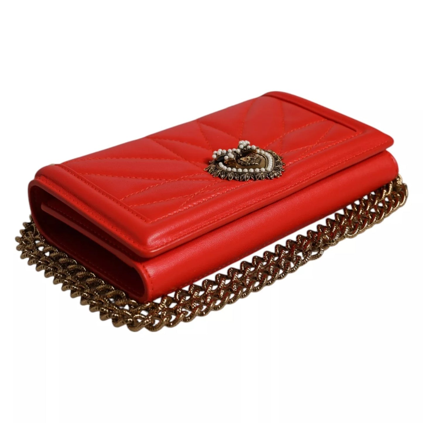 Dolce &amp; Gabbana Red Quilted Devotion Crossbody 11 PRO Handytasche
