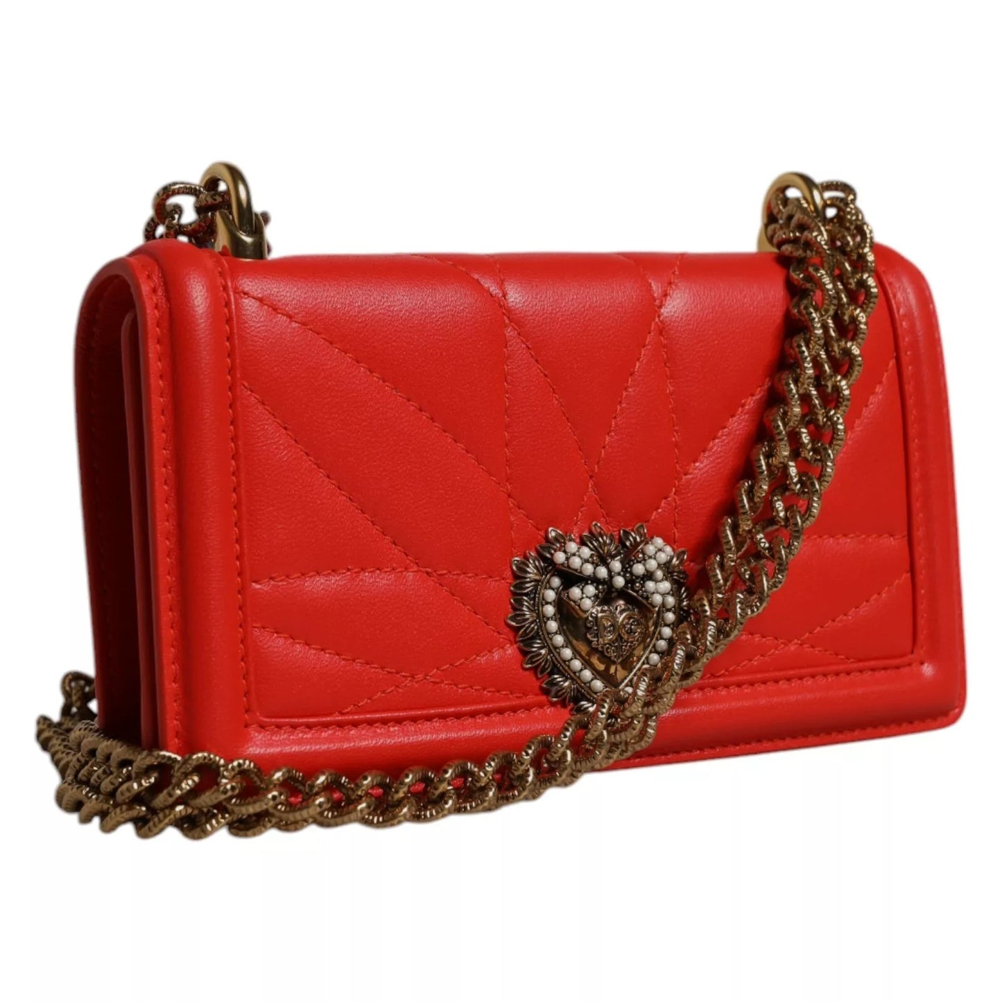 Dolce &amp; Gabbana Red Quilted Devotion Crossbody 11 PRO Handytasche