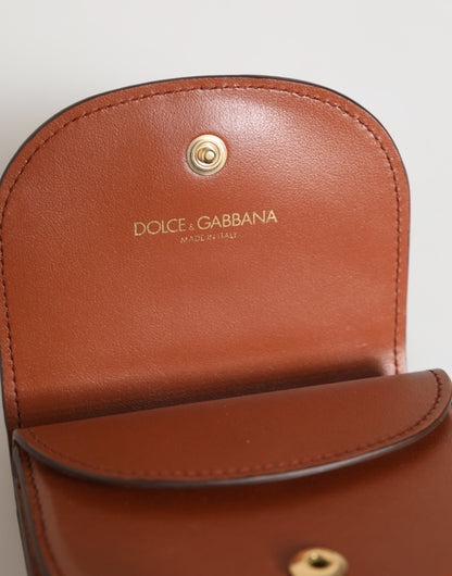 Dolce &amp; Gabbana Geldbörse mit Logo-Plakette aus Kalbsleder mit Leopardenmuster in Braun und Schwarz