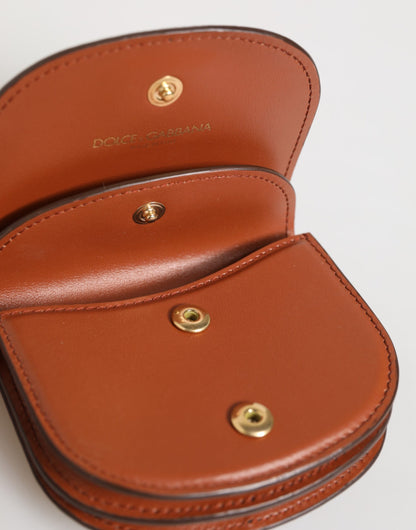 Dolce &amp; Gabbana Geldbörse mit Logo-Plakette aus Kalbsleder mit Leopardenmuster in Braun und Schwarz