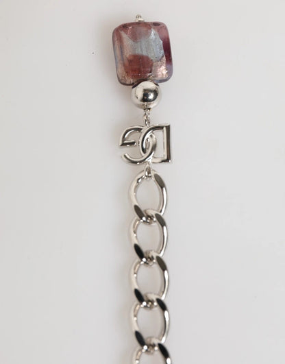 Dolce &amp; Gabbana Halskette mit mehrfarbigen Muranoglasperlen und Zamak-Messing