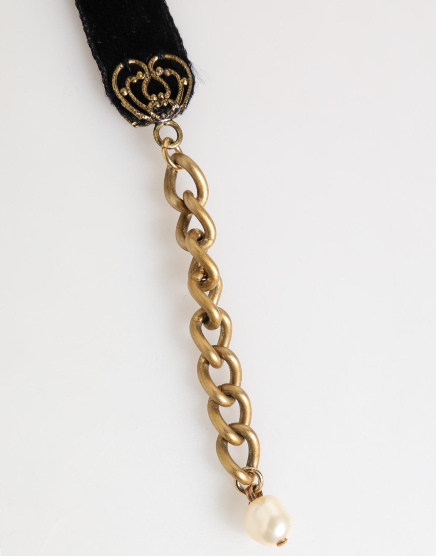 Dolce &amp; Gabbana Blaue Halskette mit Samt-Choker und Kristallperlen