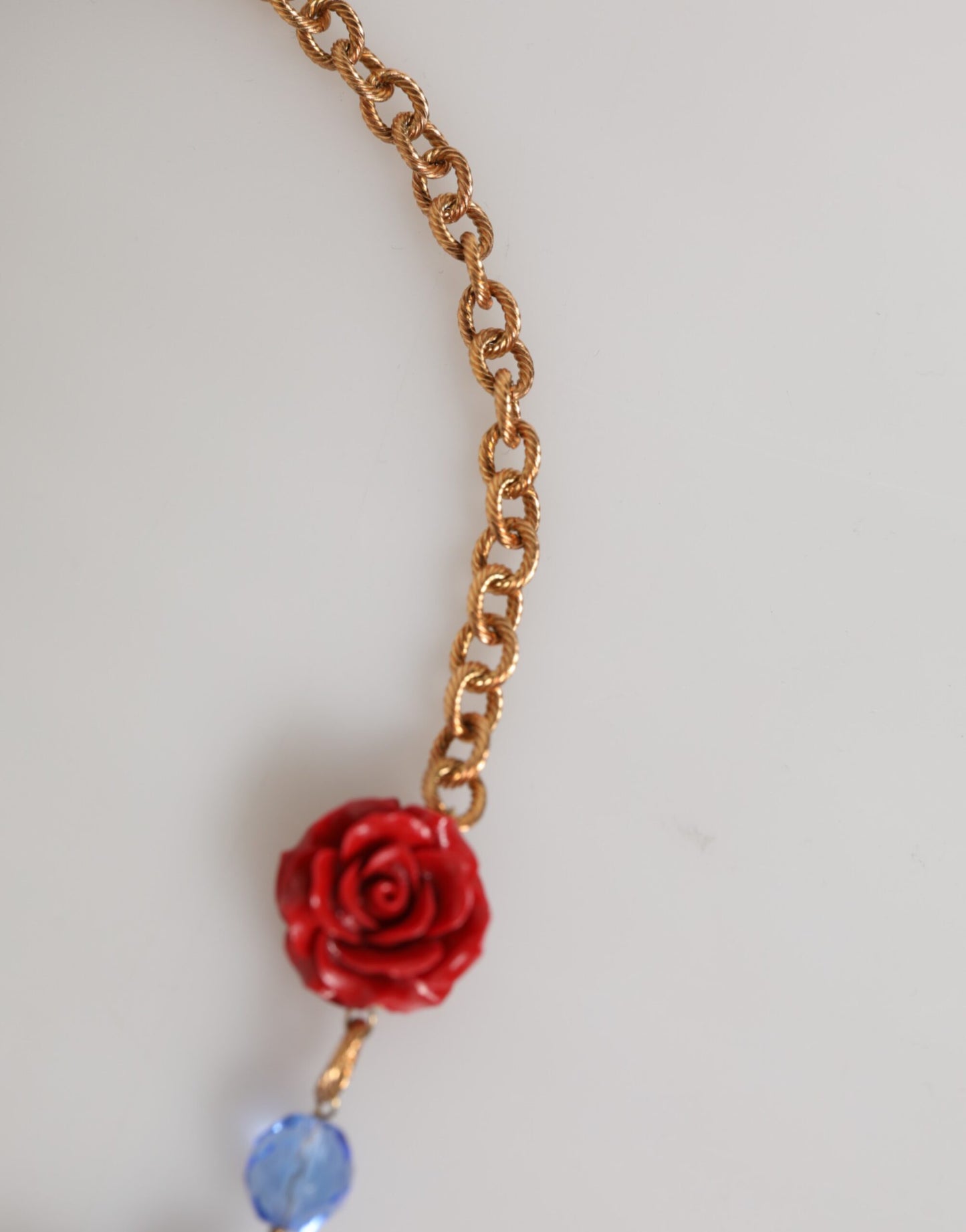 Dolce & Gabbana Gold Multicolor Amore Heart Can Beads Rose Pendant Necklace