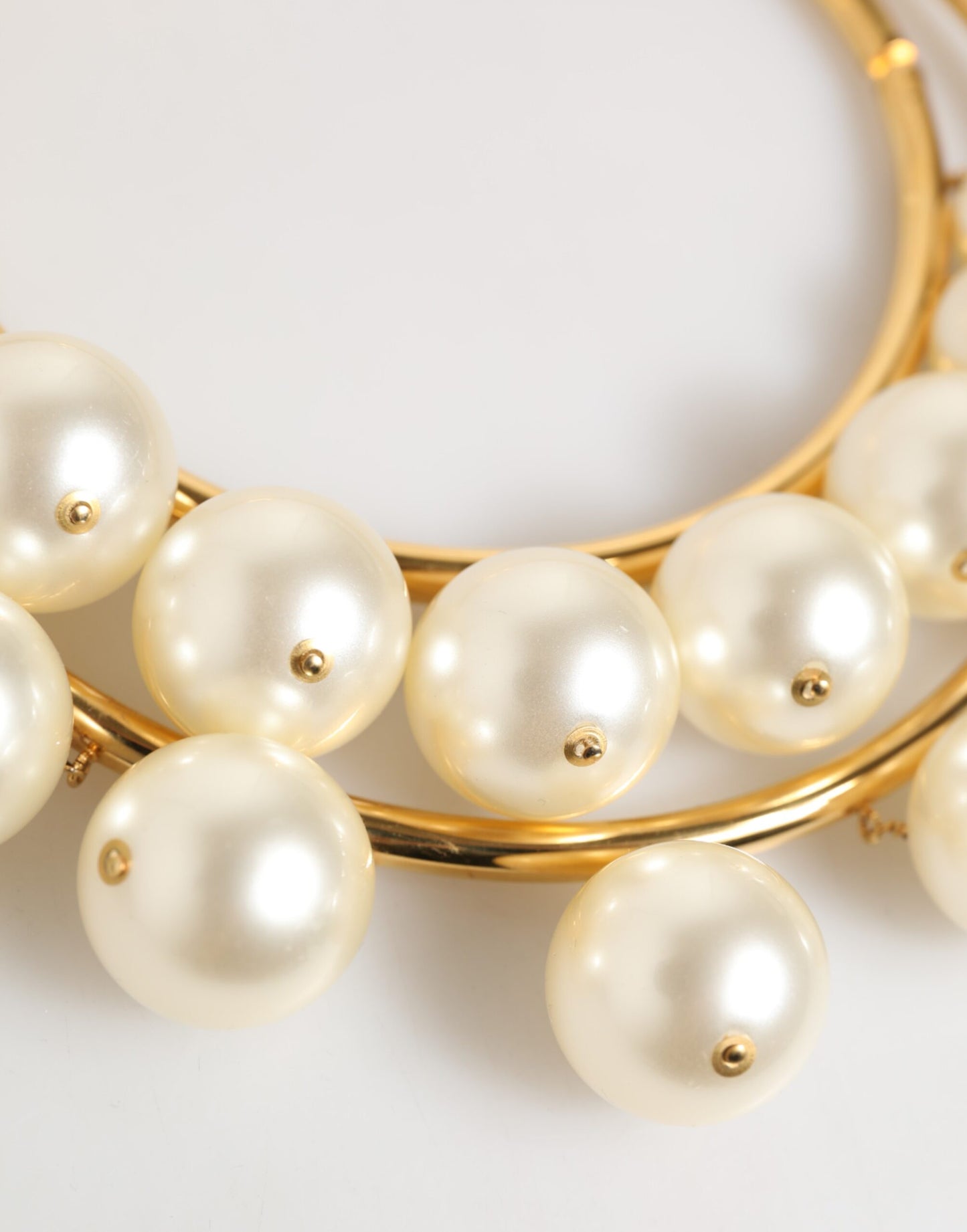 Dolce &amp; Gabbana Gold Messing Kunstperlen Kristall Statement Luxus Schmuck Halskette