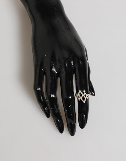 Nialaya Geometrischer Diamant-Schmuckring mit Pavé-Zirkonkristallen