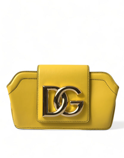 Dolce &amp; Gabbana – Clutch mit DG-Logo aus glattem Leder in Gelb