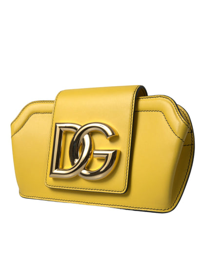 Dolce &amp; Gabbana – Clutch mit DG-Logo aus glattem Leder in Gelb