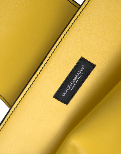 Dolce &amp; Gabbana – Clutch mit DG-Logo aus glattem Leder in Gelb