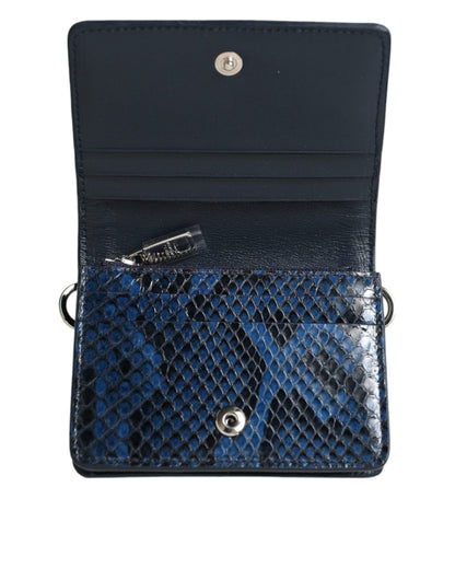 Dolce &amp; Gabbana – Mini-Schultertasche mit Umhängetasche und blauem Lederbesatz in Beige