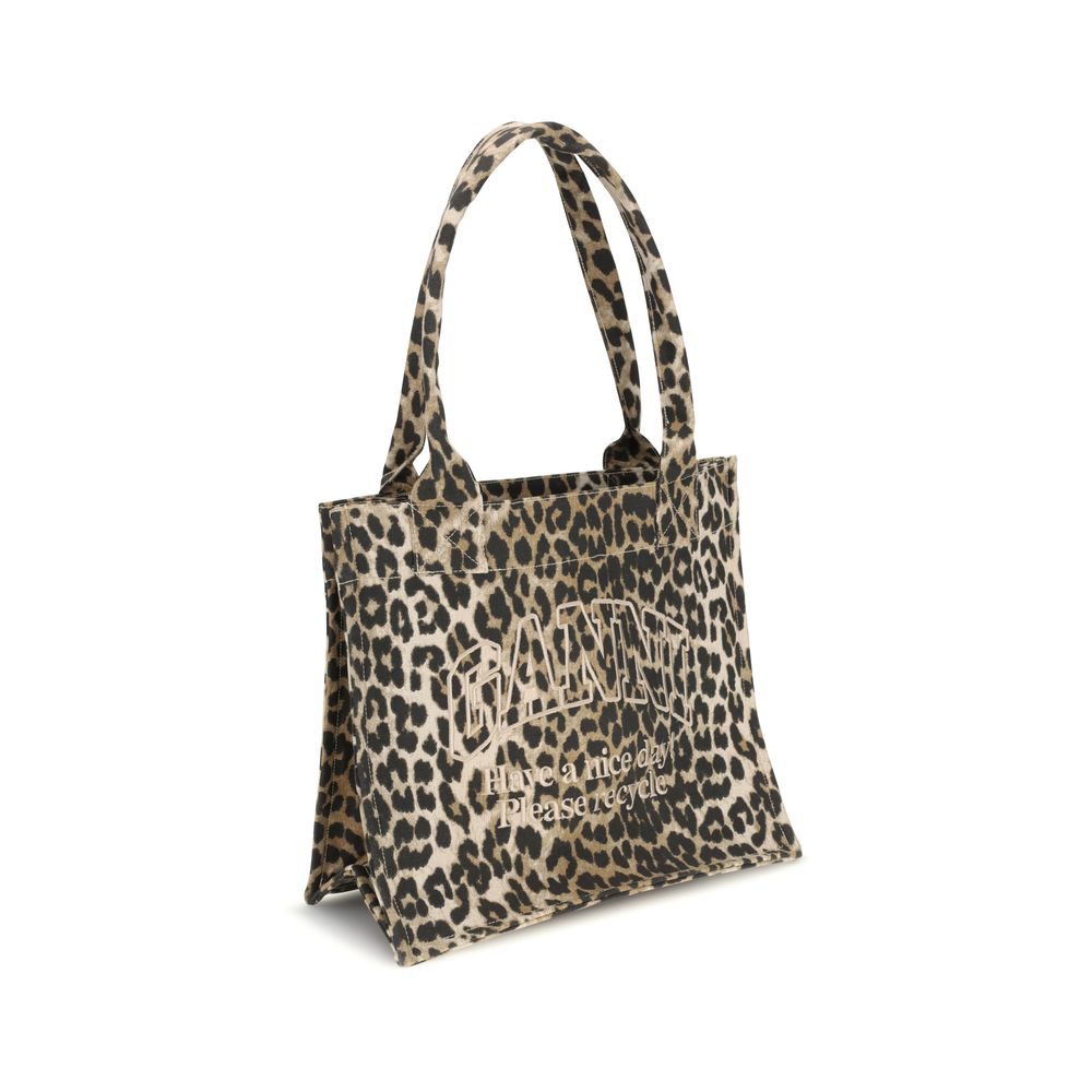 Ganni – Tragetasche mit Leopardenmuster