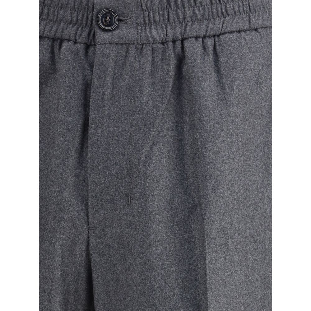Ami Paris Gray Fleece Wool Casual Pants