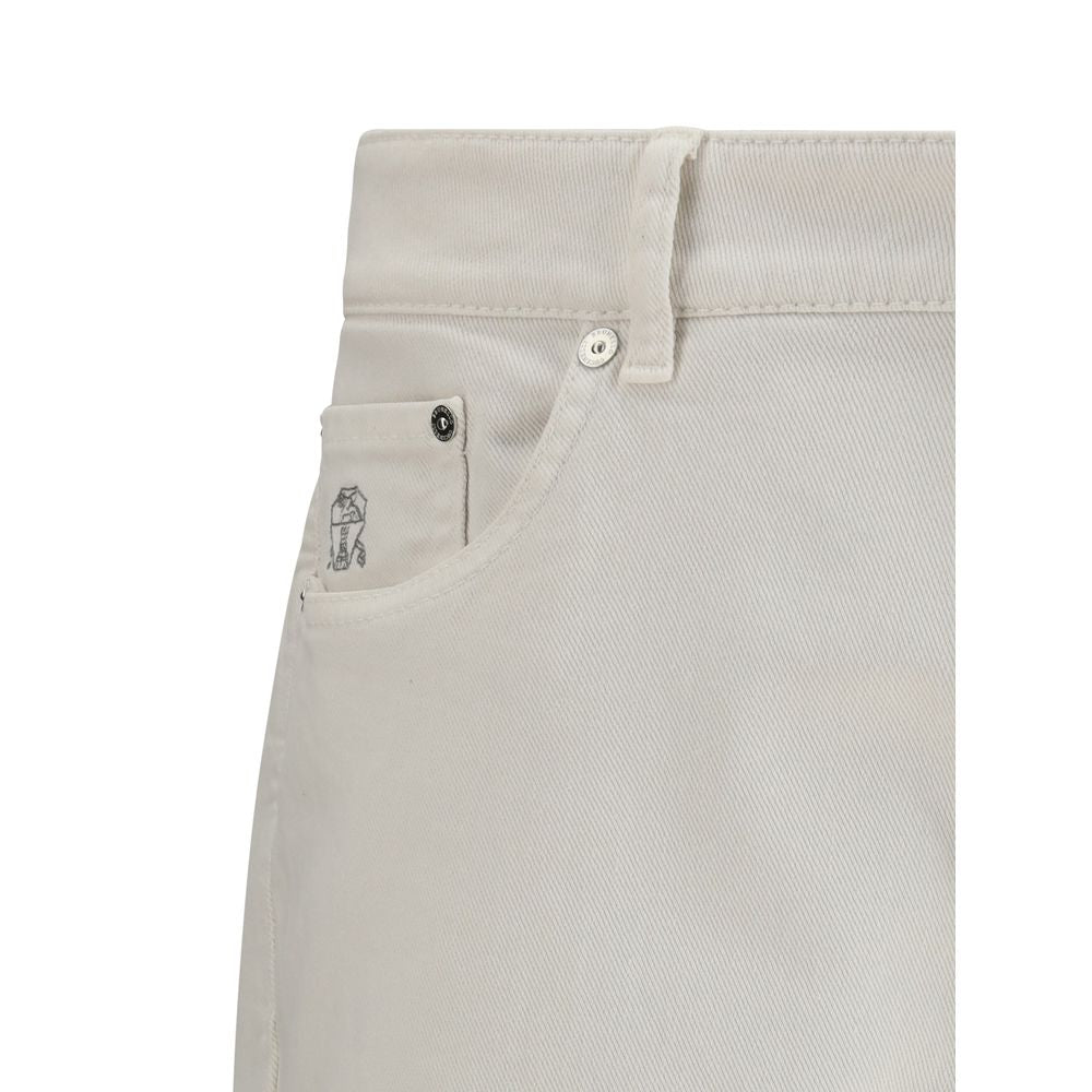 Brunello Cucinelli Weiße Baumwoll-Jeans mit schmaler Passform
