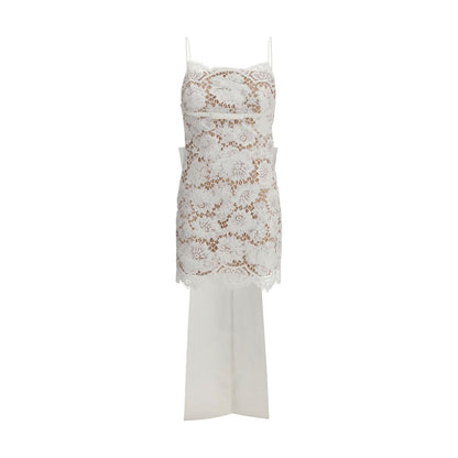 Self-Portrait Kurzes Satinkleid mit Spitzenschleife