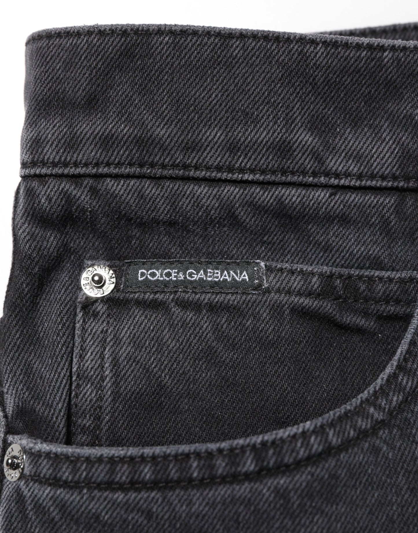 Dolce &amp; Gabbana – Schwarze Jeanshose mit weitem Bein und entspannter Passform