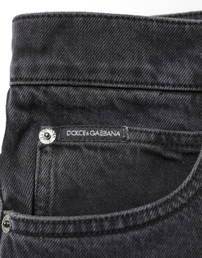 Dolce &amp; Gabbana – Schwarze Jeanshose mit weitem Bein und entspannter Passform