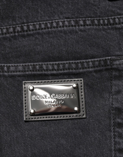 Dolce &amp; Gabbana – Schwarze Jeanshose mit weitem Bein und entspannter Passform