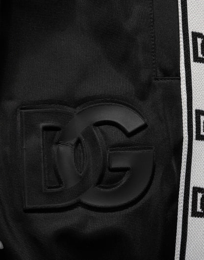 Dolce &amp; Gabbana – Schwarze Jogginghose aus Polyester mit Logostreifen