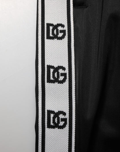 Dolce &amp; Gabbana – Schwarze Jogginghose aus Polyester mit Logostreifen