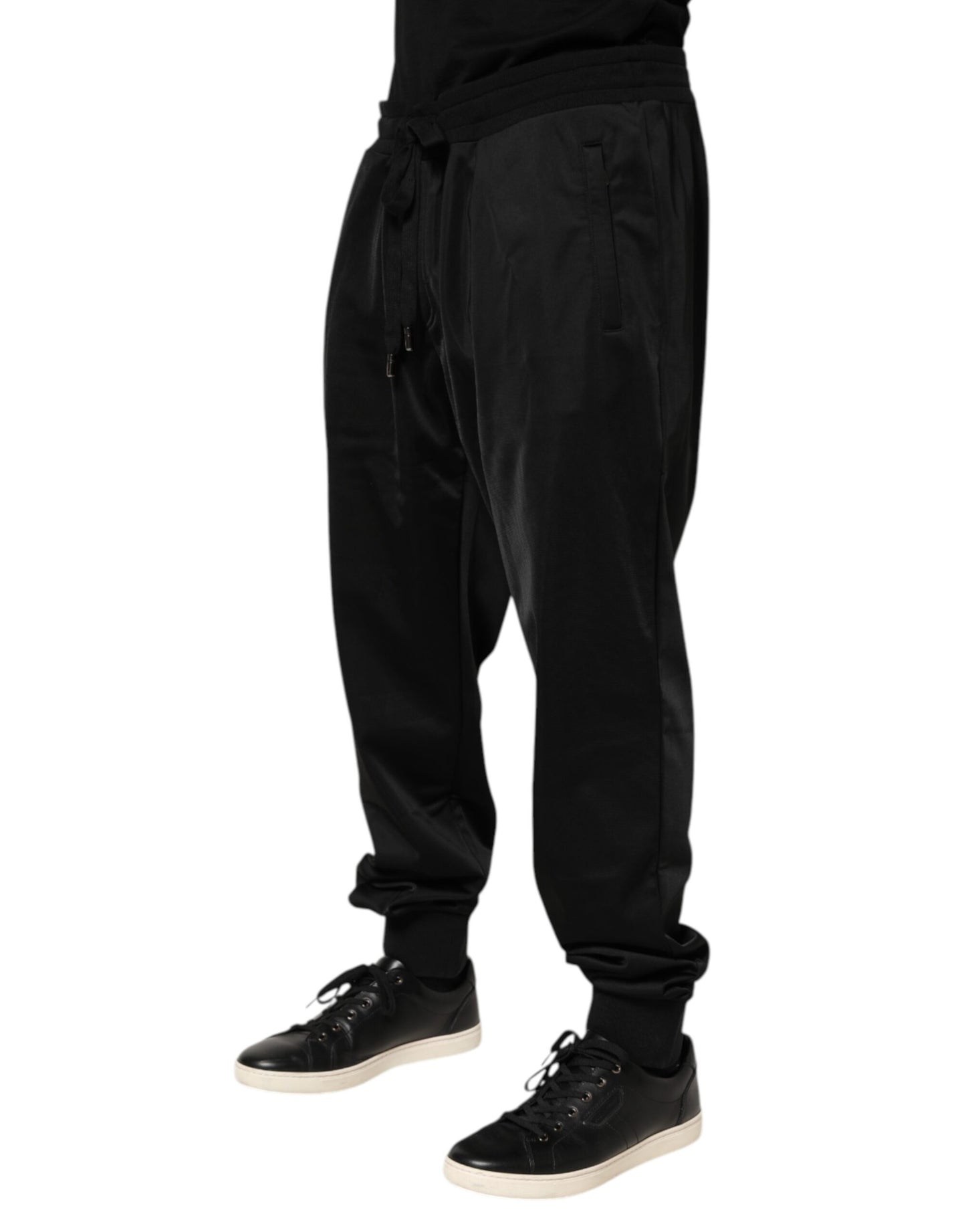 Dolce &amp; Gabbana – Jogginghose aus Polyester mit Logo-Schild in Schwarz