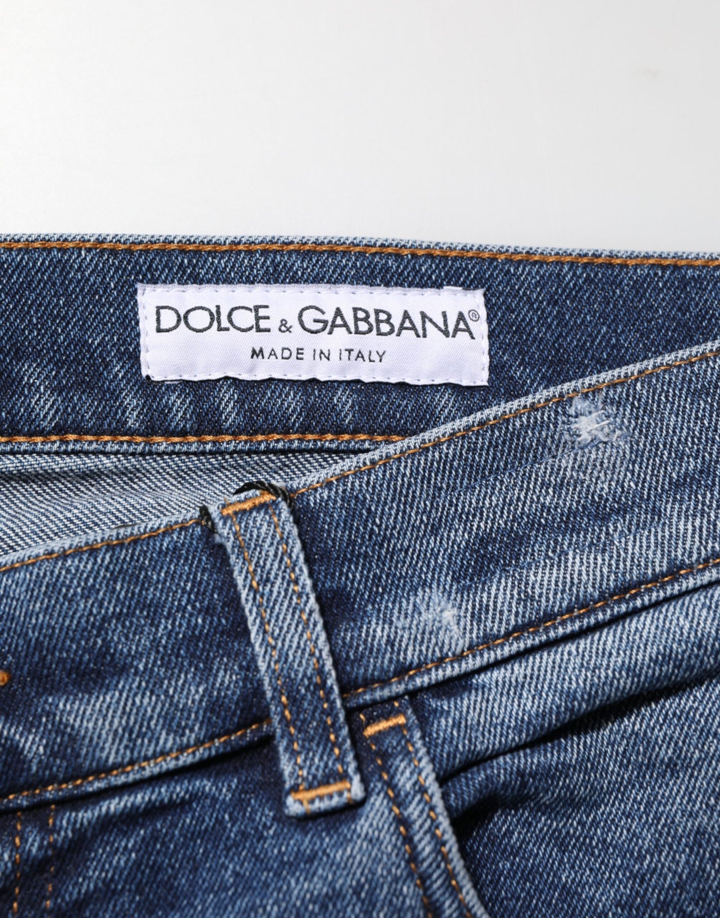 Dolce &amp; Gabbana – Blaue Skinny-Jeans aus Baumwolle mit Logo-Schild für Herren
