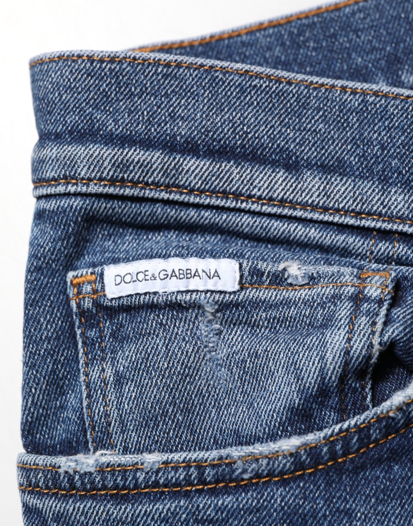 Dolce &amp; Gabbana – Blaue Skinny-Jeans aus Baumwolle mit Logo-Schild für Herren