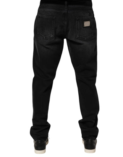 Dolce &amp; Gabbana – Schwarze Skinny-Jeans aus gewaschener Baumwolle für Herren