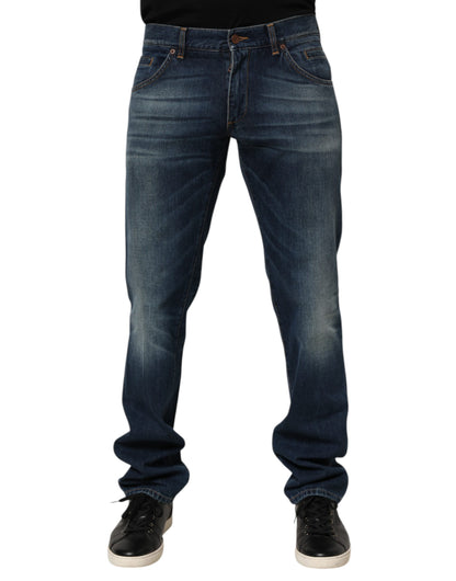Dolce &amp; Gabbana Dunkelblaue Skinny Jeans aus gewaschener Baumwolle für Herren