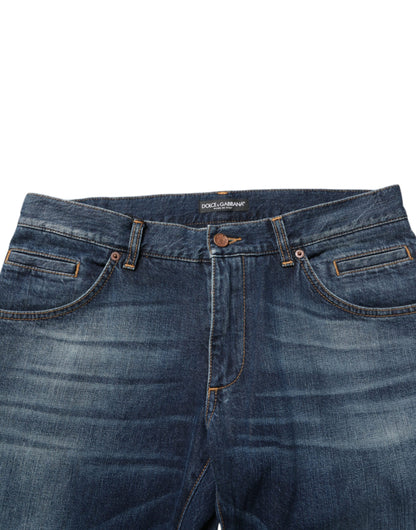 Dolce &amp; Gabbana Dunkelblaue Skinny Jeans aus gewaschener Baumwolle für Herren
