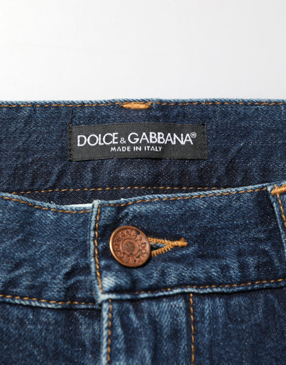 Dolce &amp; Gabbana Dunkelblaue Skinny Jeans aus gewaschener Baumwolle für Herren