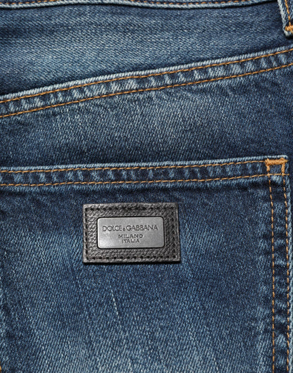 Dolce &amp; Gabbana Dunkelblaue Skinny Jeans aus gewaschener Baumwolle für Herren